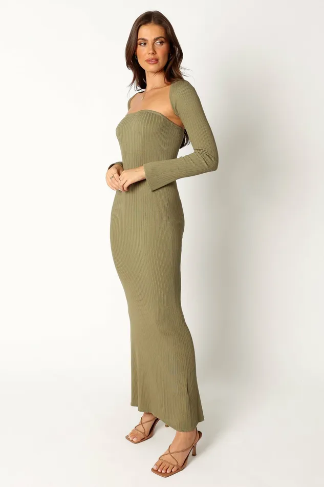 Long Sleeve Dresses Women Petal and Pup Vita Maxi Dress Khaki