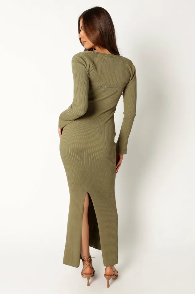 Long Sleeve Dresses Women Petal and Pup Vita Maxi Dress Khaki