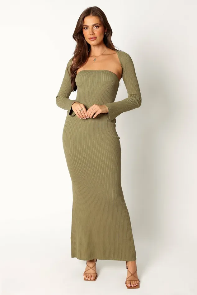 Long Sleeve Dresses Women Petal and Pup Vita Maxi Dress Khaki