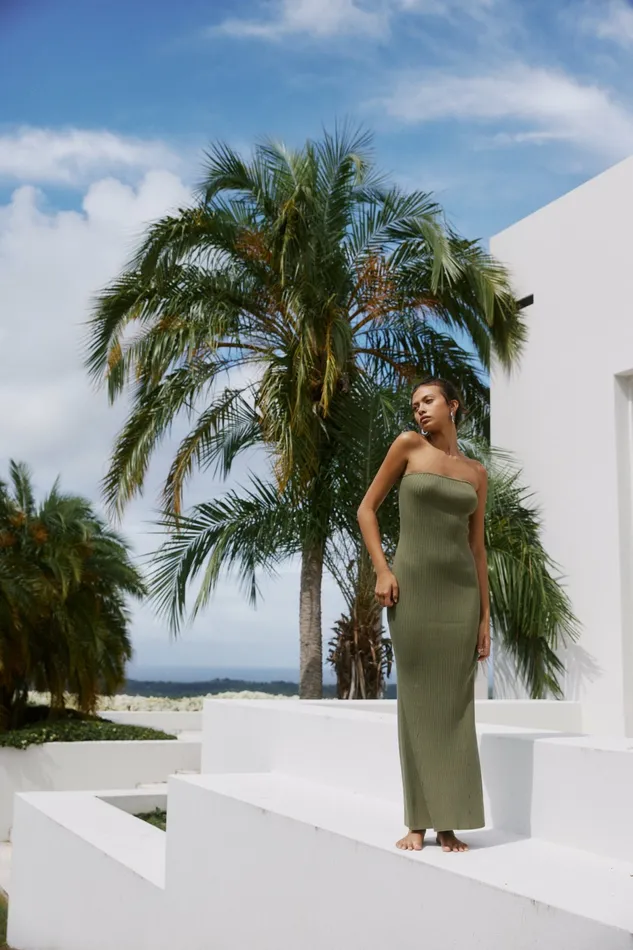 Long Sleeve Dresses Women Petal and Pup Vita Maxi Dress Khaki