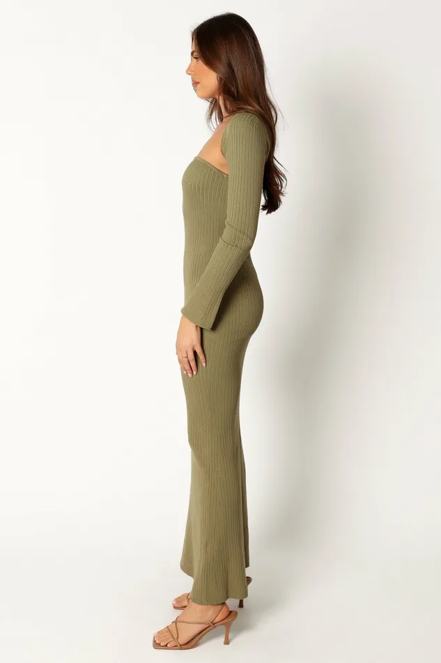 Long Sleeve Dresses Women Petal and Pup Vita Maxi Dress Khaki