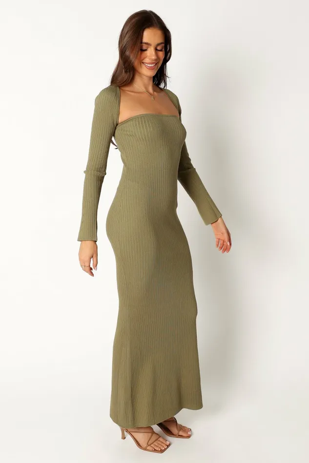 Long Sleeve Dresses Women Petal and Pup Vita Maxi Dress Khaki