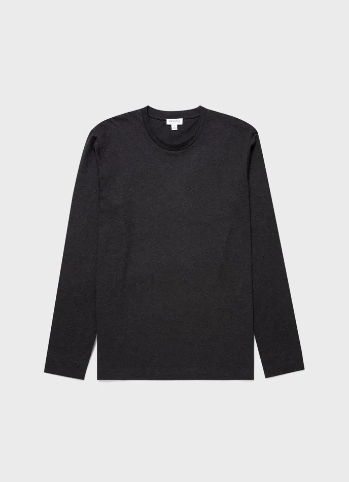 Long Sleeve Riviera Midweight Tshirt Charcoal Melange Men SUNSPEL Tshirts