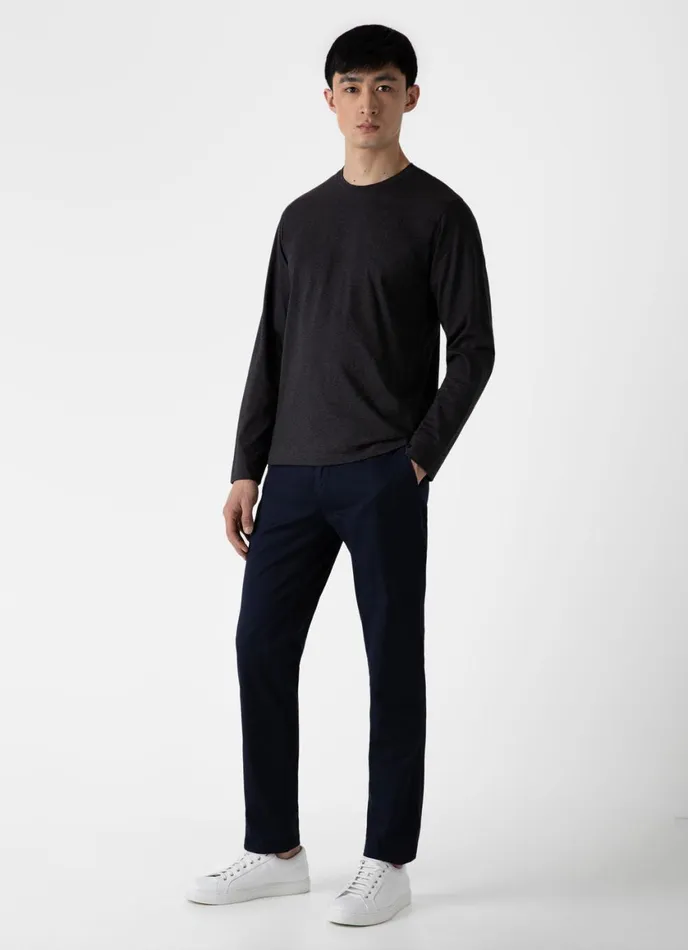 Long Sleeve Riviera Midweight Tshirt Charcoal Melange Men SUNSPEL Tshirts