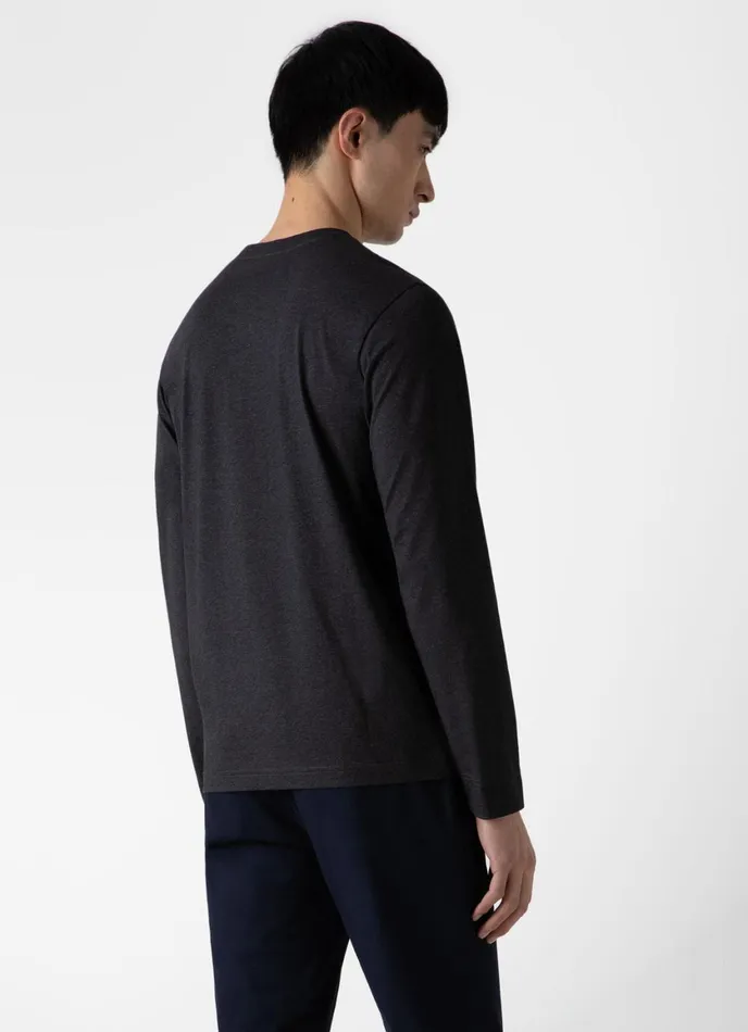 Long Sleeve Riviera Midweight Tshirt Charcoal Melange Men SUNSPEL Tshirts