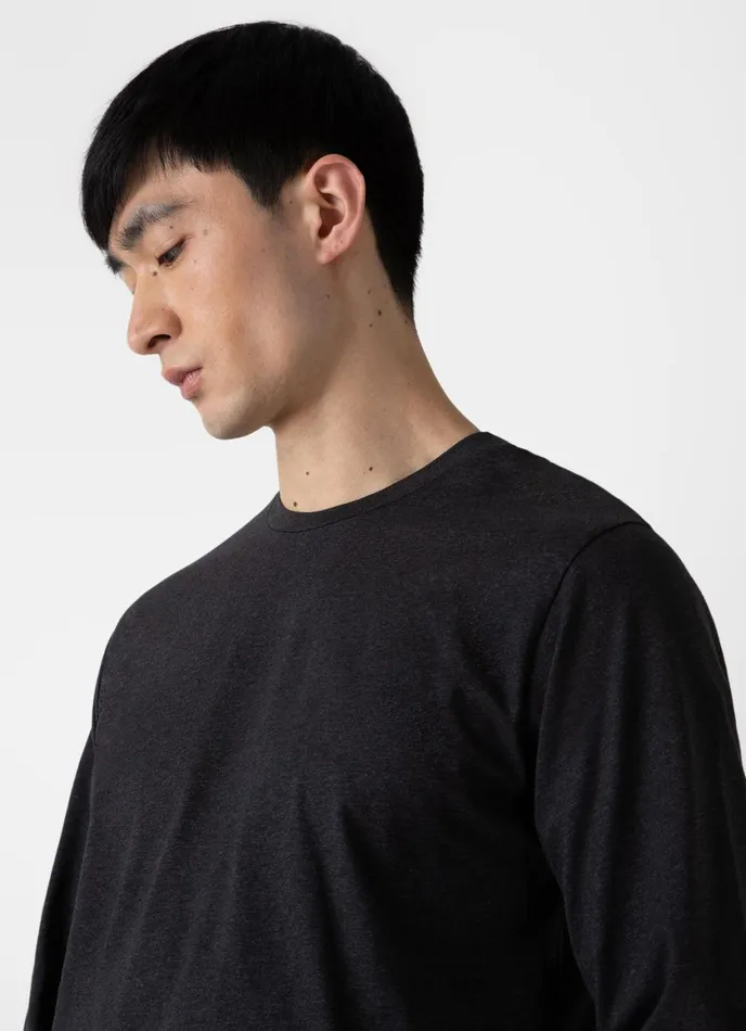 Long Sleeve Riviera Midweight Tshirt Charcoal Melange Men SUNSPEL Tshirts