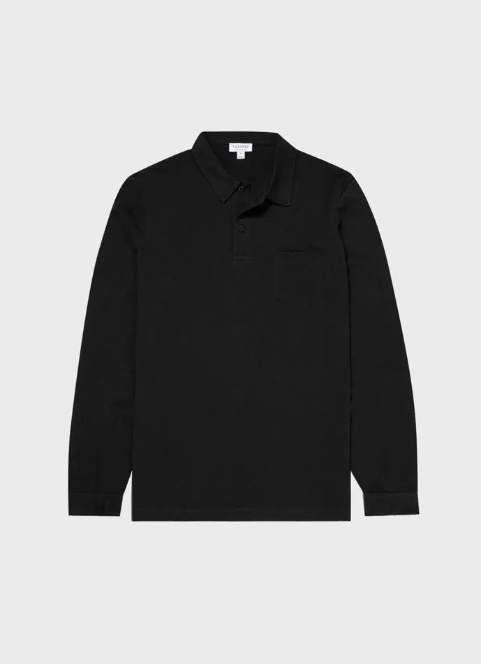 Long Sleeve Riviera Polo Shirt Black Men SUNSPEL Polo Shirts