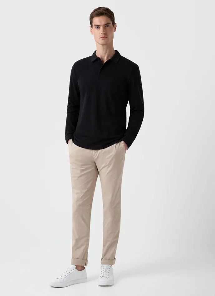 Long Sleeve Riviera Polo Shirt Black Men SUNSPEL Polo Shirts