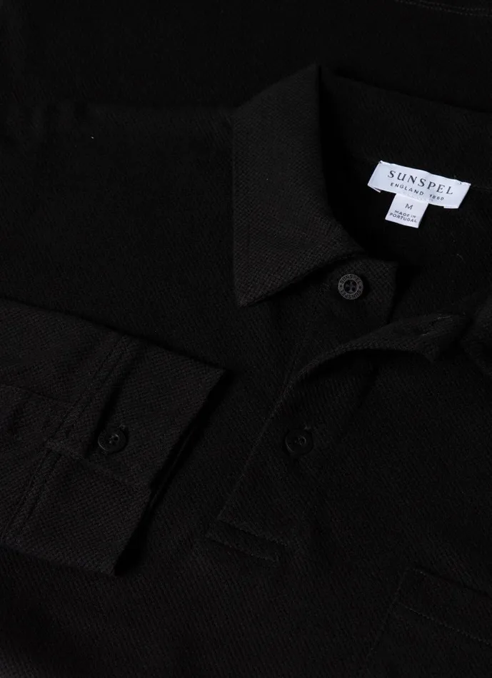 Long Sleeve Riviera Polo Shirt Black Men SUNSPEL Polo Shirts