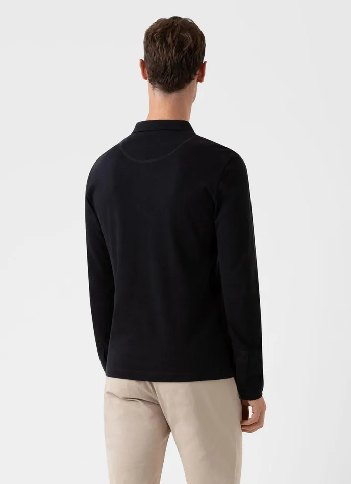 Long Sleeve Riviera Polo Shirt Black Men SUNSPEL Polo Shirts