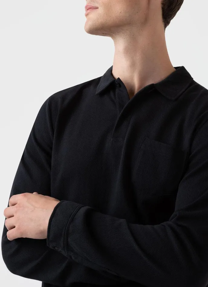 Long Sleeve Riviera Polo Shirt Black Men SUNSPEL Polo Shirts