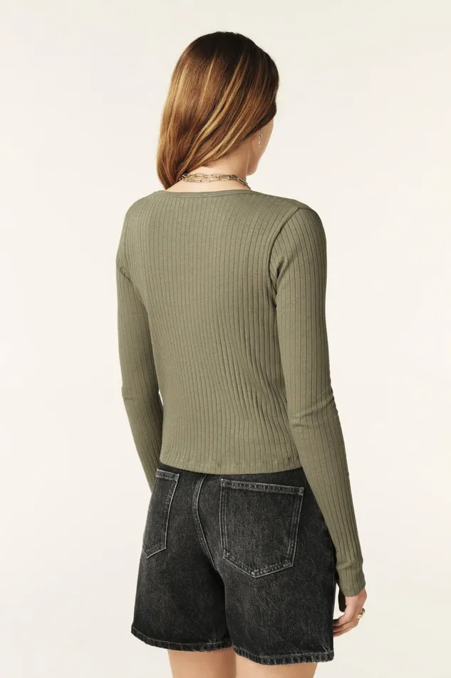 LongSleeve Top Tan Green Women Baandsh Tops and Shirts
