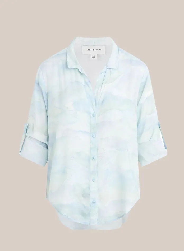 Long Sleeve Women Bella Dahl Capri Button Down Shirt 8211 Waves Camo Print