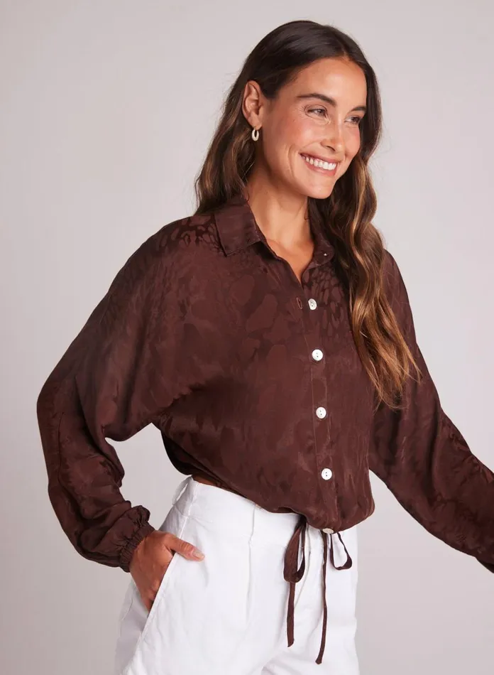 Long Sleeve Women Bella Dahl Drawcord Waist Shirt 8211 Cafu00e9 Noir Long Sleeve Women Bella Dahl Drawcord Waist Shirt 8211 Cafu00e9 Noir