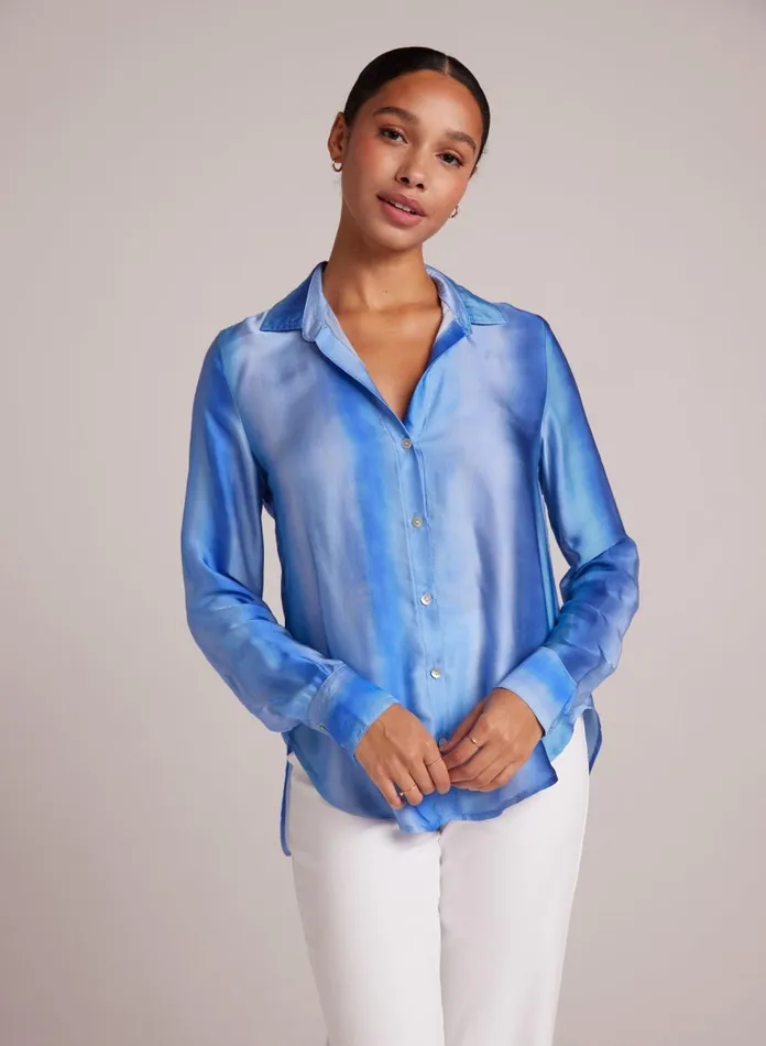 Long Sleeve Women Bella Dahl Flowy Button Down 8211 Marina Haze Print