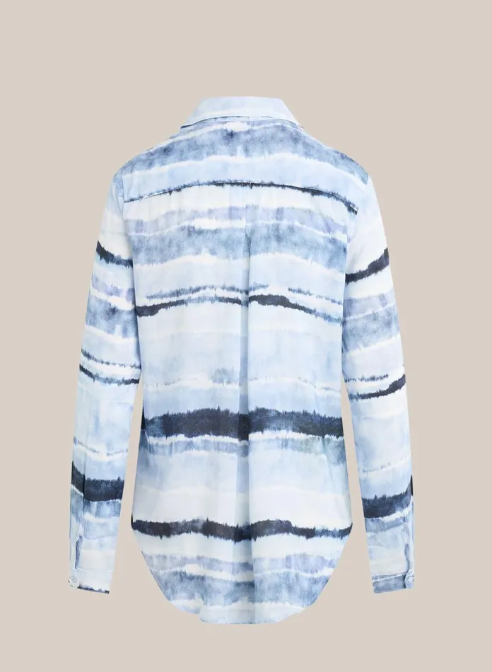 Long Sleeve Women Bella Dahl Pocket Button Down 8211 Indigo Stripes Print Long Sleeve Women Bella Dahl Pocket Button Down 8211 Indigo Stripes Print