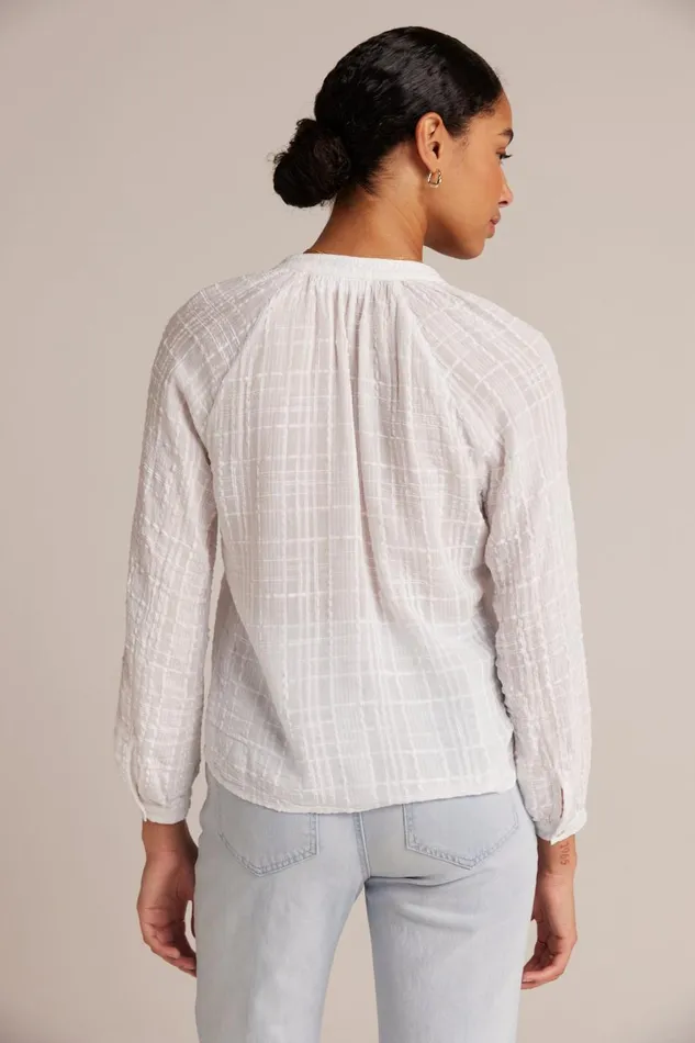 Long Sleeve Women Bella Dahl Woven Plaid Raglan Blouse 8211 White Long Sleeve Women Bella Dahl Woven Plaid Raglan Blouse 8211 White