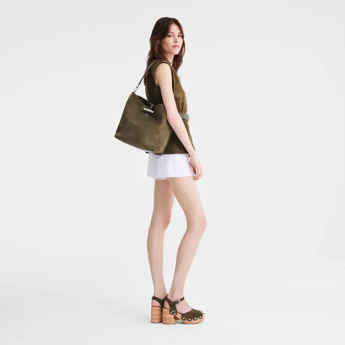 Longchamp Shoulder bags Women Le Roseau M Hobo bag Olive Longchamp Shoulder bags Women Le Roseau M Hobo bag Olive
