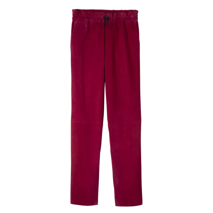 Longchamp Trousers and shorts Women Leather straight pants BeetrootBeetrootBeetroot
