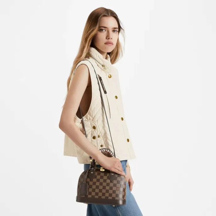 Louis Vuitton Damier Ebene Coated Canvas N40447 Braided Alma BB 8211 Louis Vuitton Handbag Store Women Louis Vuitton Alma Bag