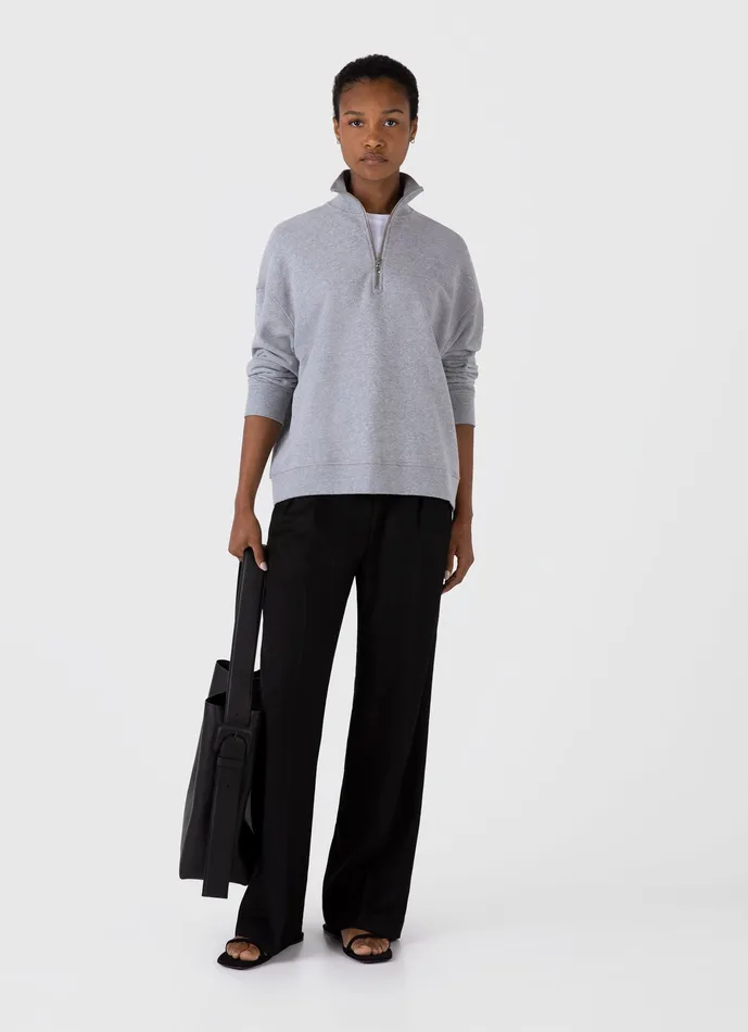 Loungewear and Sleepwear Women ussunspel Half Zip Loopback Sweatshirt Grey Melange Loungewear and Sleepwear Women ussunspel Half Zip Loopback Sweatshirt Grey Melange