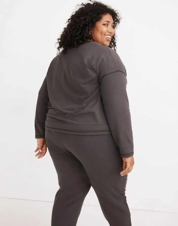 Loungewear Women Madewell Plus MWL Superbrushed Easygoing Sweatshirt Black Coal