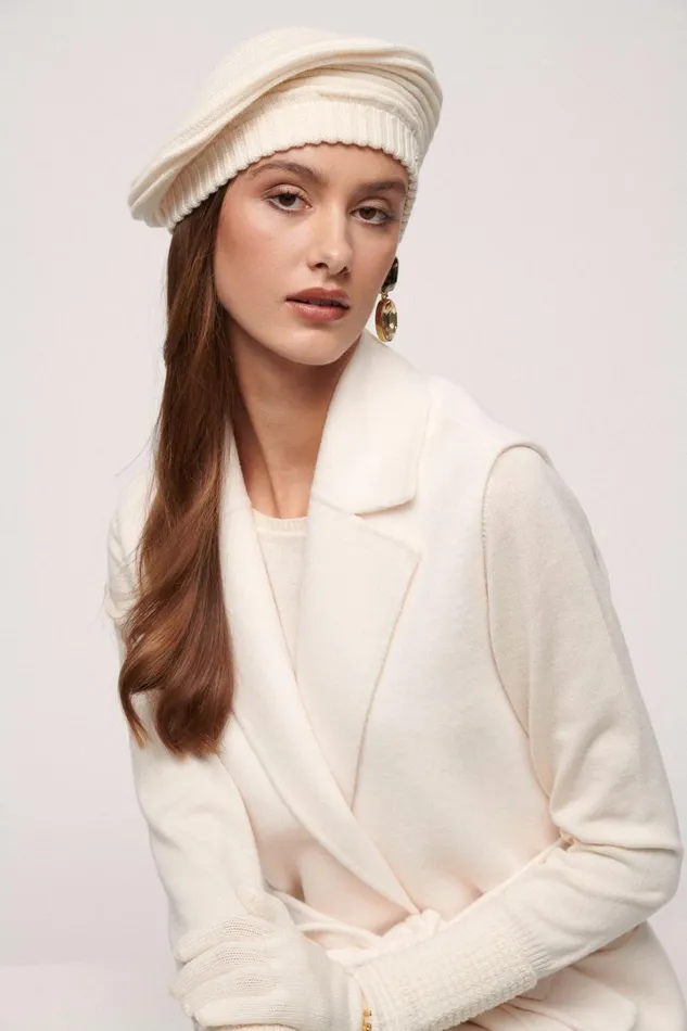 Luisa Spagnoli Gloves And Hats Women Millimetro Cream Luisa Spagnoli Gloves And Hats Women Millimetro Cream
