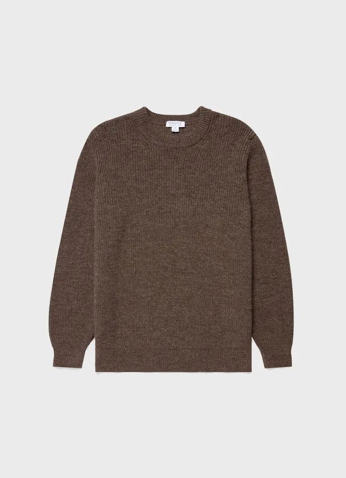 Luxury British Wool Jumper Natural Brown Men SUNSPEL Knitwear