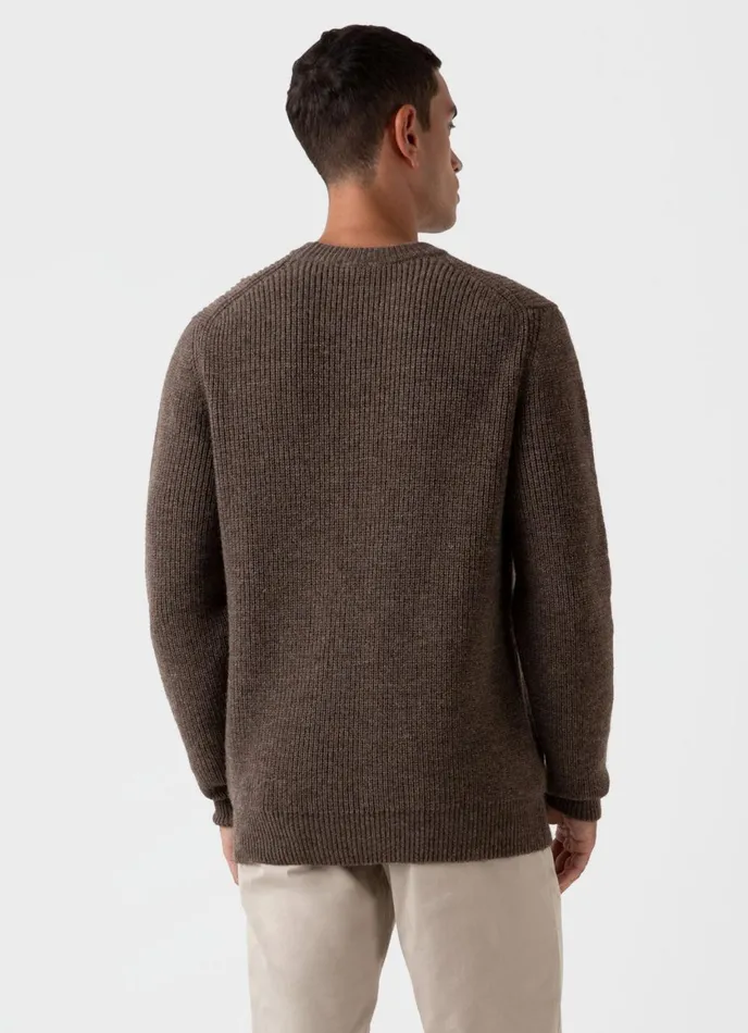 Luxury British Wool Jumper Natural Brown Men SUNSPEL Knitwear