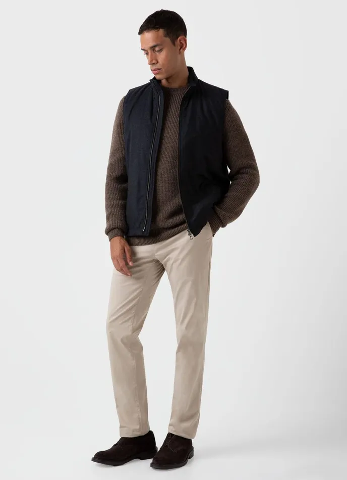 Luxury British Wool Jumper Natural Brown Men SUNSPEL Knitwear