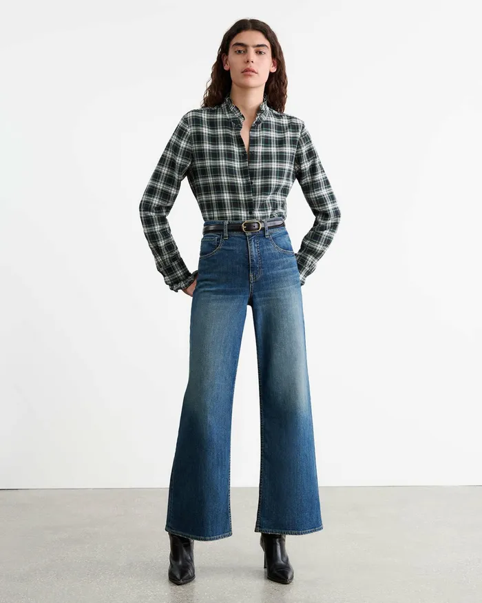 LYDIA SHIRT Ivorygreen Plaid Women Nili Lotan Tops