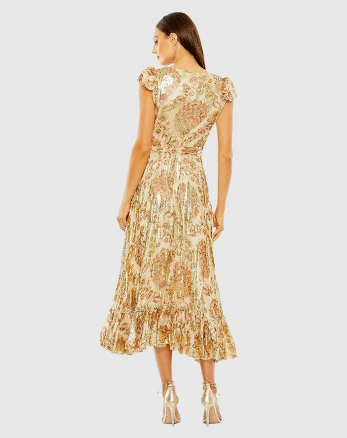 Mac Duggal Daytime Dresses Women Flutter Sleeve Floral Wrap Dress Cream Multi Mac Duggal Daytime Dresses Women Flutter Sleeve Floral Wrap Dress Cream Multi