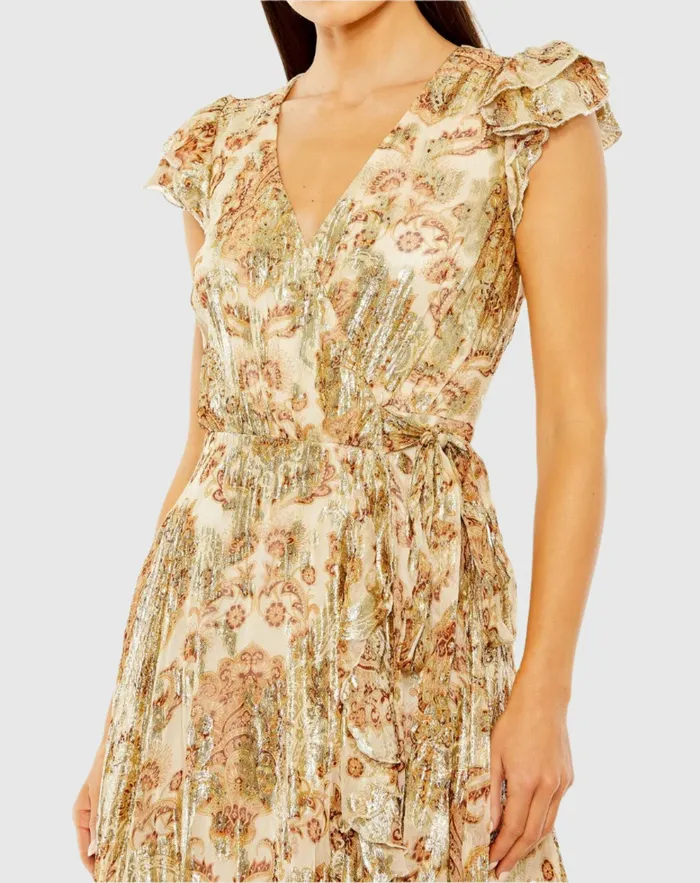 Mac Duggal Daytime Dresses Women Flutter Sleeve Floral Wrap Dress Cream Multi Mac Duggal Daytime Dresses Women Flutter Sleeve Floral Wrap Dress Cream Multi