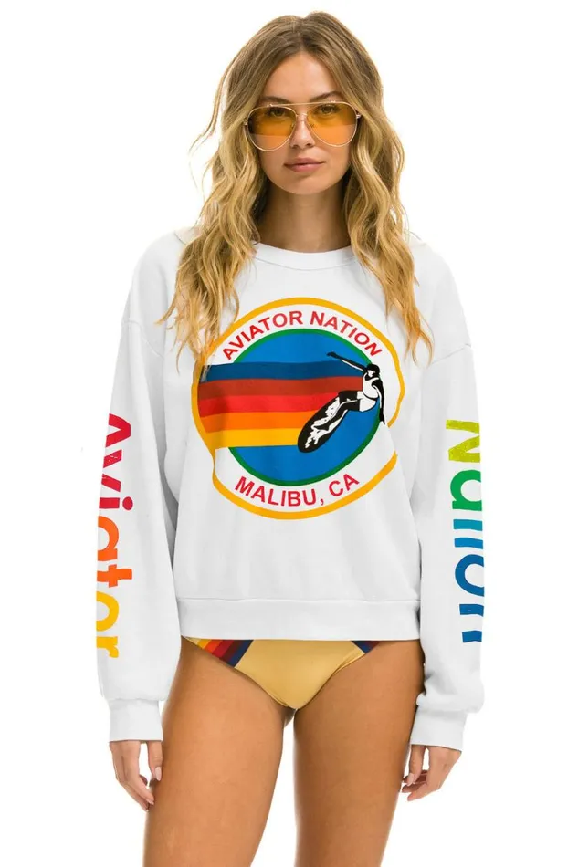 Malibu Relaxed Crew Sweatshirt 8211 White WomenMen Aviator Nation Sweatshirts Malibu Relaxed Crew Sweatshirt 8211 White WomenMen Aviator Nation Sweatshirts