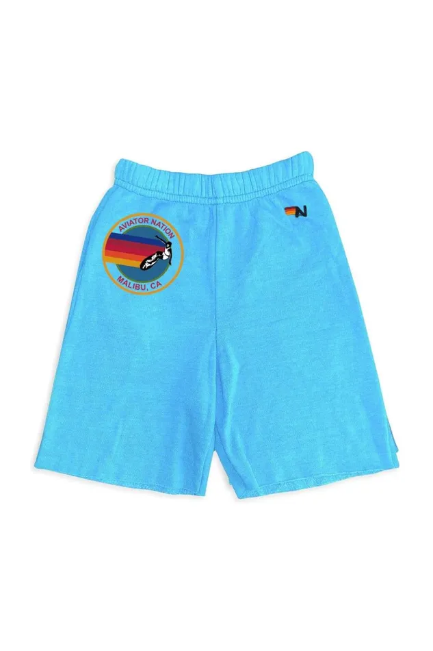 Malibu Sweatshorts 8211 Neon Blue Kids Aviator Nation Shorts