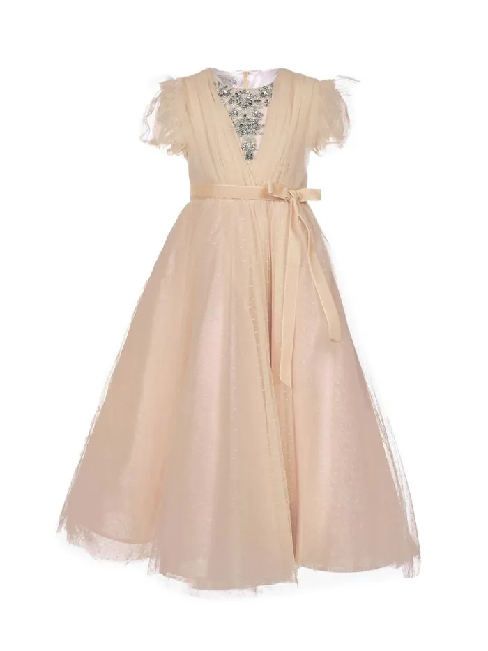Marchesa Gowns Embellished Plumentis Gown Beige 8211 Kids