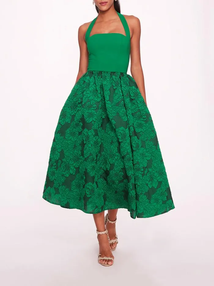 Marchesa Marchesa Notte Calathea Halter Dress Emerald 8211 Women