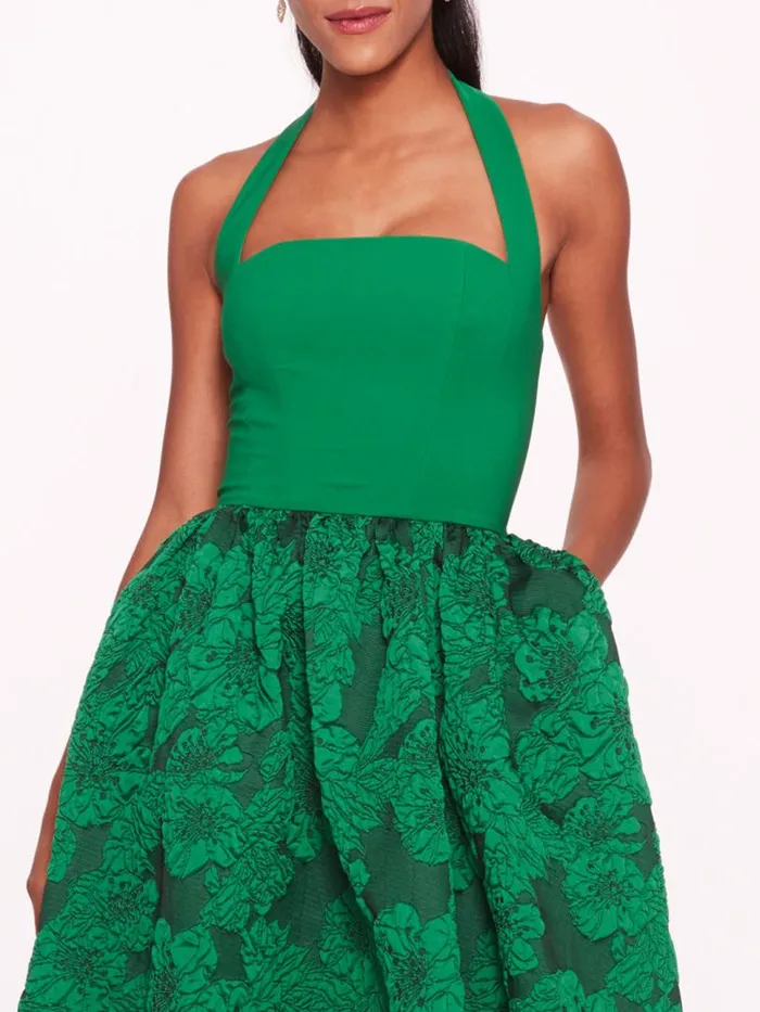 Marchesa Marchesa Notte Calathea Halter Dress Emerald 8211 Women