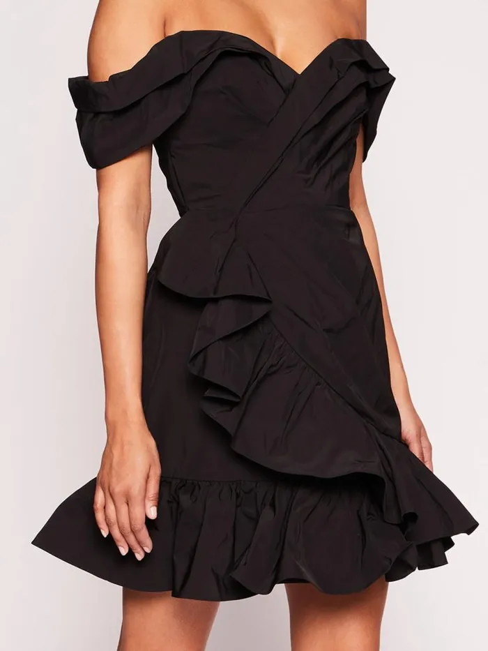 Marchesa Marchesa Notte Draped Taffeta Mini Dress Black 8211 Women