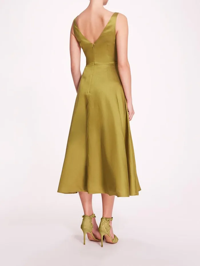 Marchesa Marchesa Notte Floral Mikado Midi Dress Olive 8211 Women