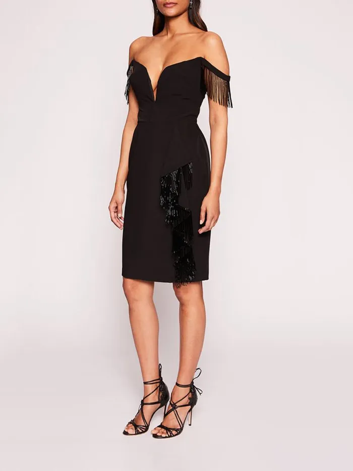 Marchesa Marchesa Notte Flutter Mini Dress Black 8211 Women