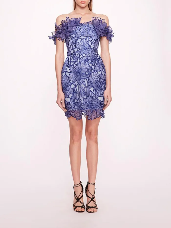 Marchesa Marchesa Notte Iris Cutwork Mini Dress Navy 8211 Women