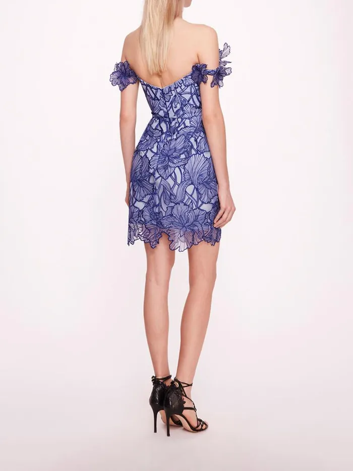 Marchesa Marchesa Notte Iris Cutwork Mini Dress Navy 8211 Women