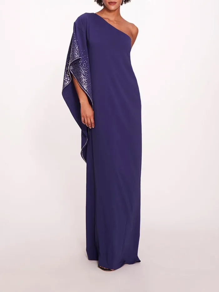 Marchesa Marchesa Notte One Shoulder Kaftan Navy 8211 Women