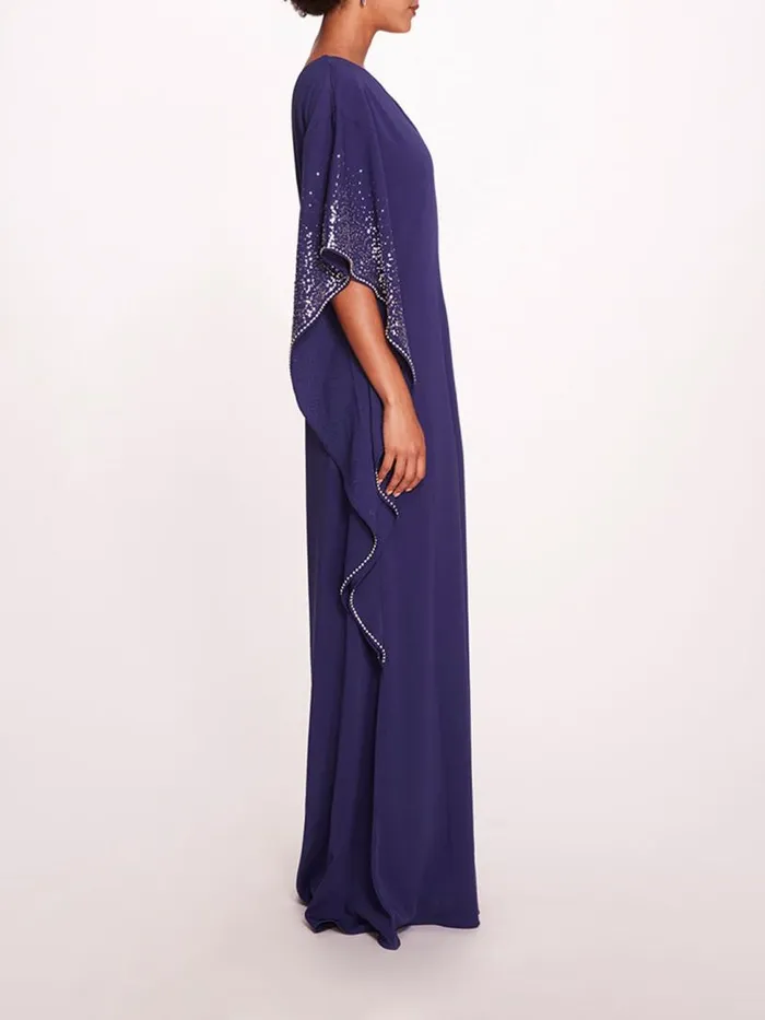 Marchesa Marchesa Notte One Shoulder Kaftan Navy 8211 Women
