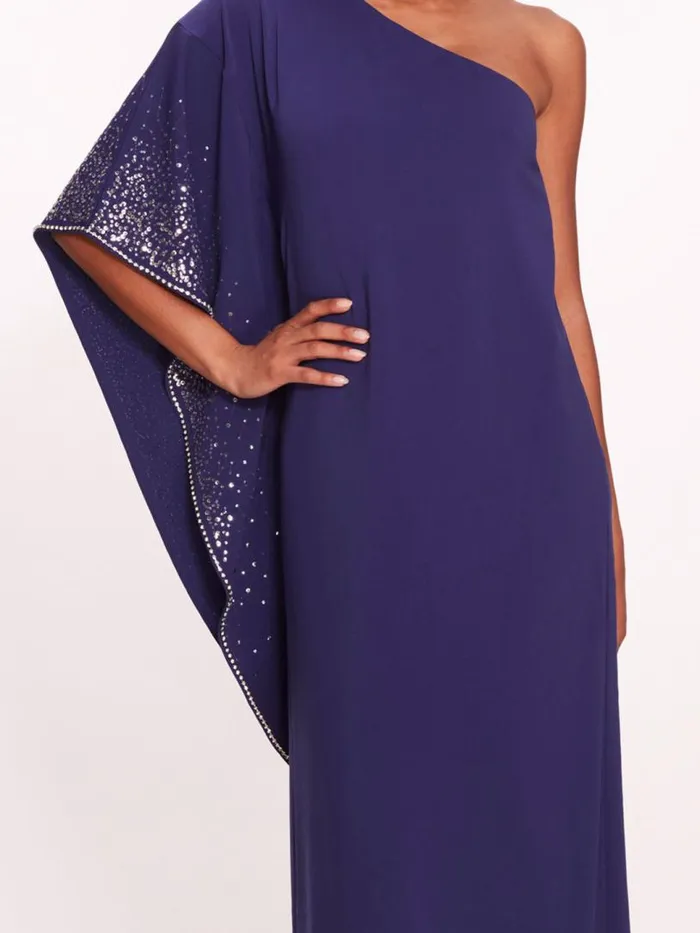 Marchesa Marchesa Notte One Shoulder Kaftan Navy 8211 Women