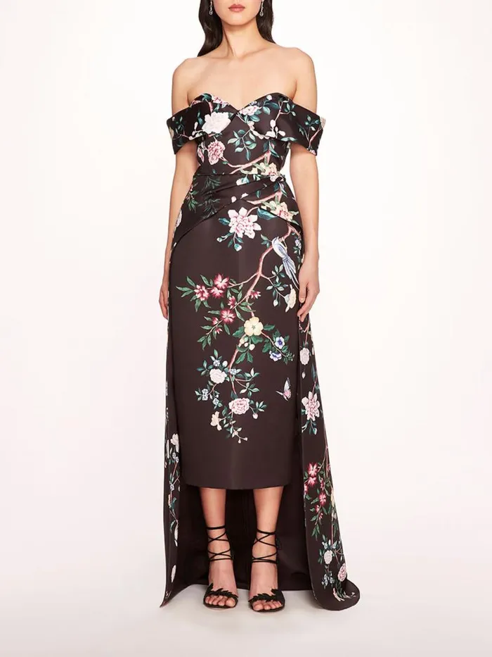Marchesa Marchesa Notte Paradise Midi Dress Black Multi 8211 Women