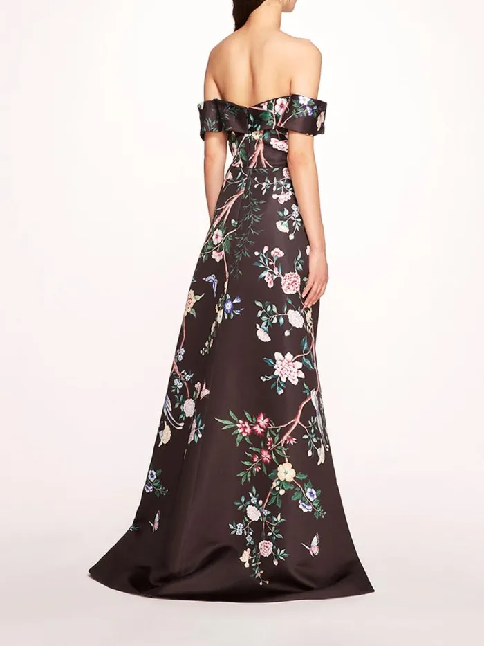 Marchesa Marchesa Notte Paradise Midi Dress Black Multi 8211 Women