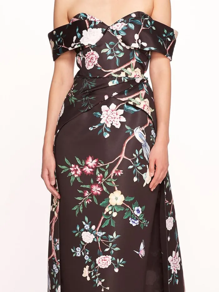 Marchesa Marchesa Notte Paradise Midi Dress Black Multi 8211 Women