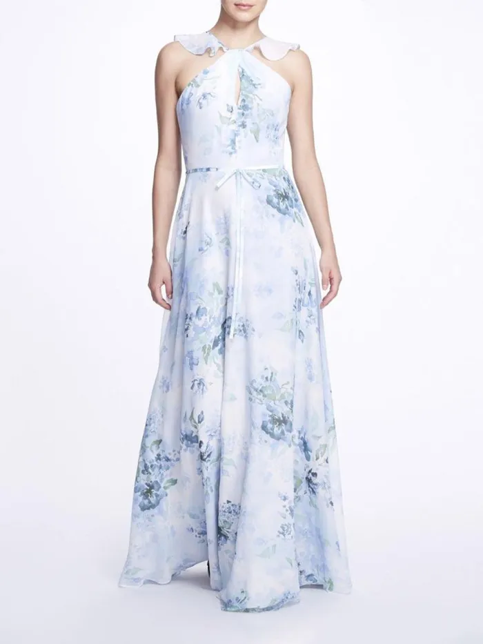 Marchesa Marchesa Notte Pavia Printed Dusty Blue 8211 Women